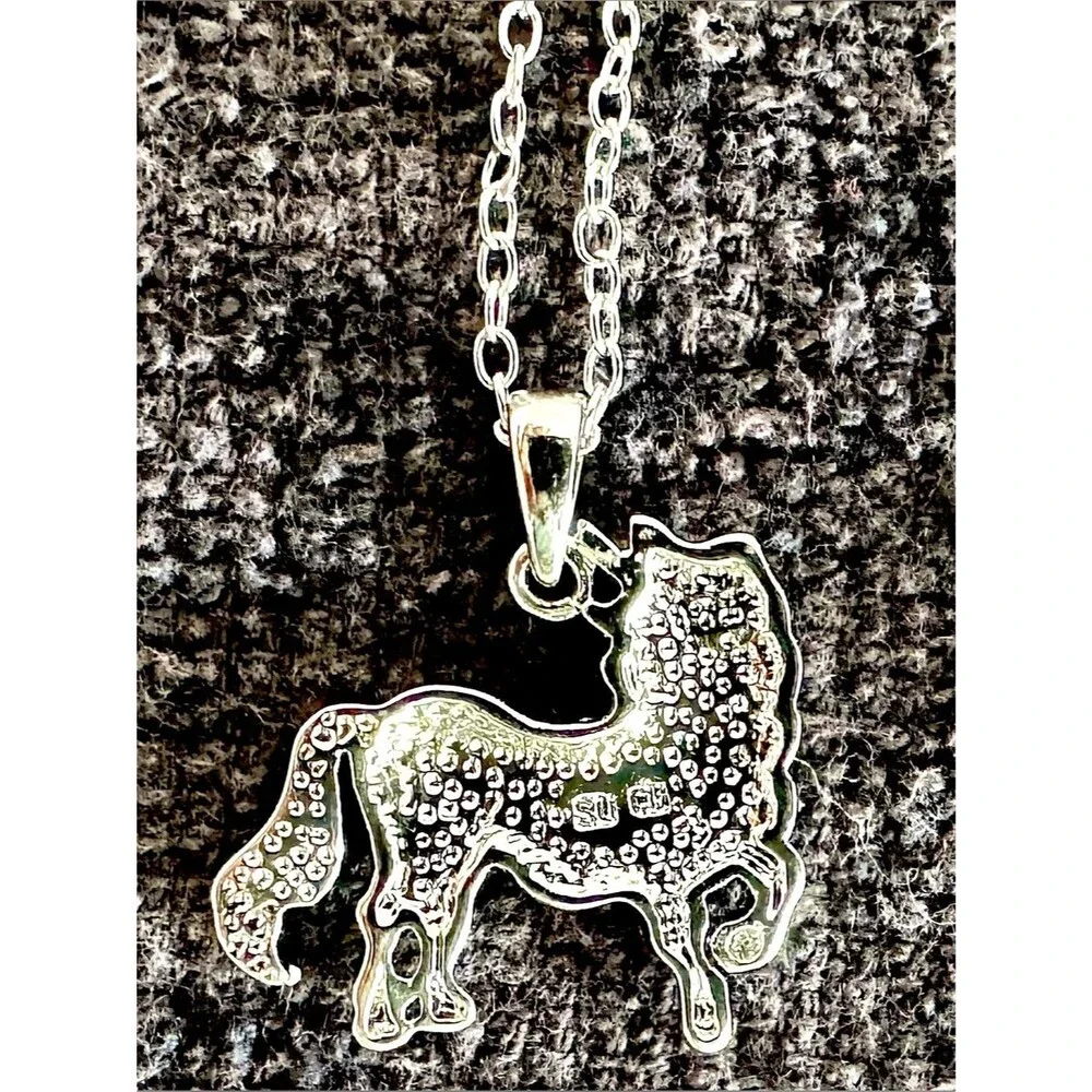 Rainbow Unicorn Rhinestone Necklace & Adjustable Bracelet Set – Silver Jewelry